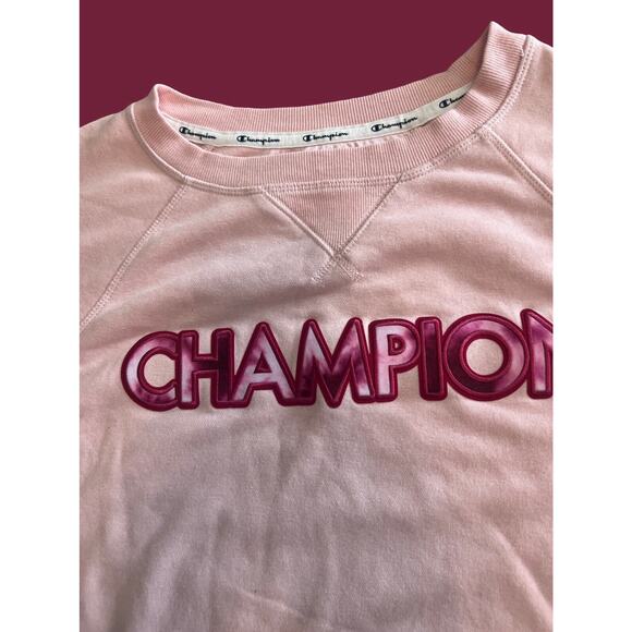 CHAMPION SPELLOUT Campus French Terry Cotton Sweatshirt, Pink| Women's Size: 1X - Picture 9 of 10